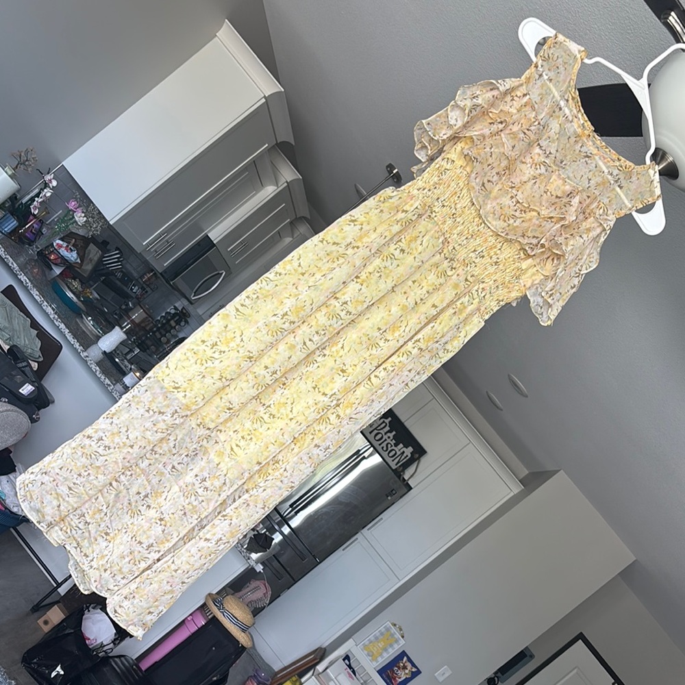 Floral Yellow Off-Shoulder Dress